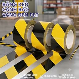 Băng Keo Cảnh Báo Vàng Đen 33M – Dán Sàn, Phân Khu Nhà Xưởng, Keo Siêu Dính, Chống Mài Mòn 1