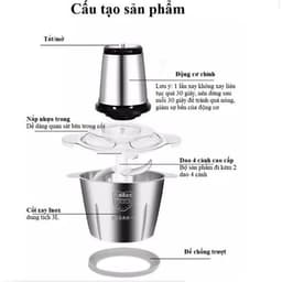 [BH 1NĂM] TRỌN BỘ Máy xay thịt, máy xay đa năng, công suất 250W, TRỤC INOX, cối inox304, 4 lưỡi dao, XAY ĐƯỢC CUA 9