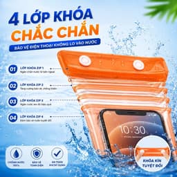 Túi Chống Nước Điện Thoại Có Phao, 4 Lớp Khóa Chắc Chắn, Trong Suốt Cảm Ứng Mượt Mà 1
