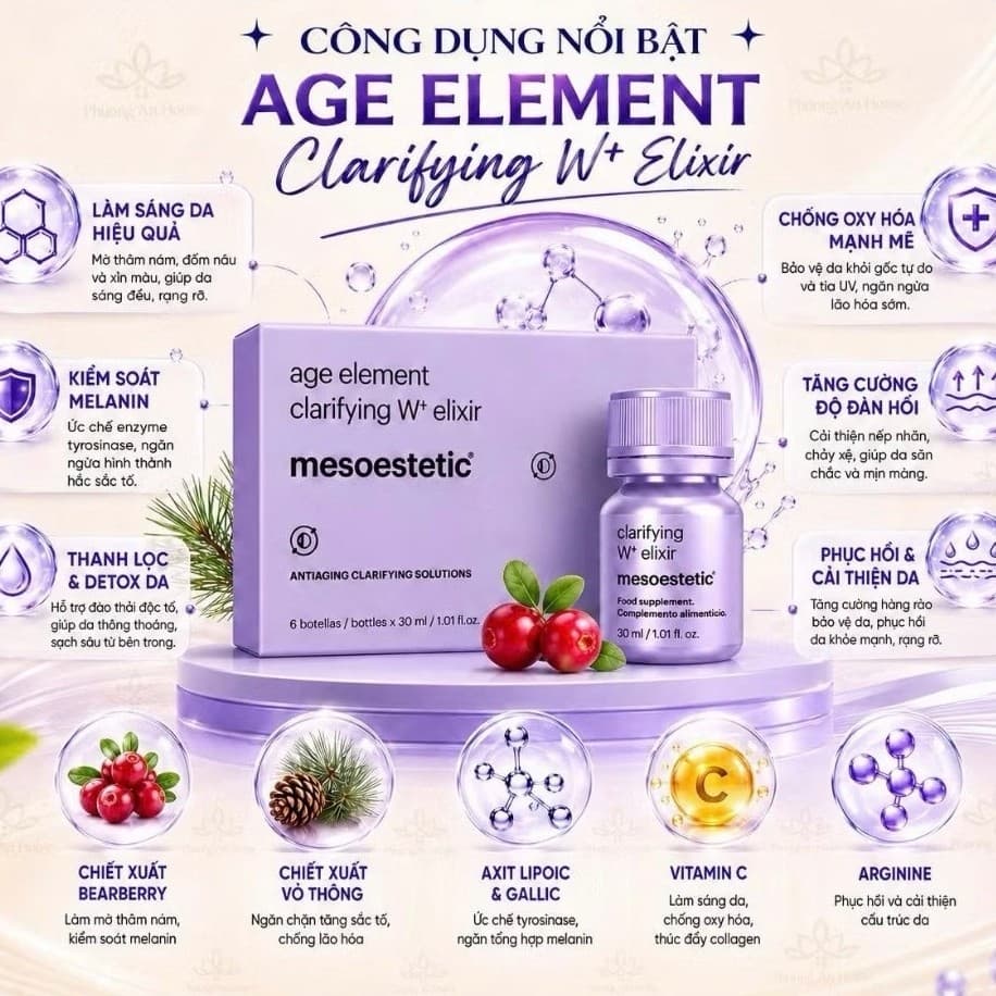 (ĐMN) Mesoestetic - Full Hộp Nước uống trắng da Mesoestetic Ultimate W+ Whitening Elixir