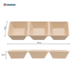 Combo 10 Đĩa chấm vuông 3 ngăn, chén đựng nước chấm, nước sốt Nhựa Việt Nhật nhà hàng quán ăn 9