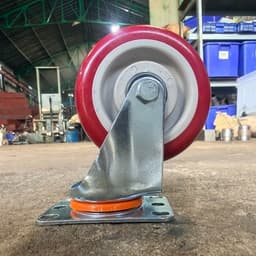 Bánh xe nhựa PU/PVC màu đỏ mận 100mm – Có khóa và không khoá 3