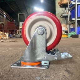 Bánh xe nhựa PU/PVC màu đỏ mận 100mm – Có khóa và không khoá 2