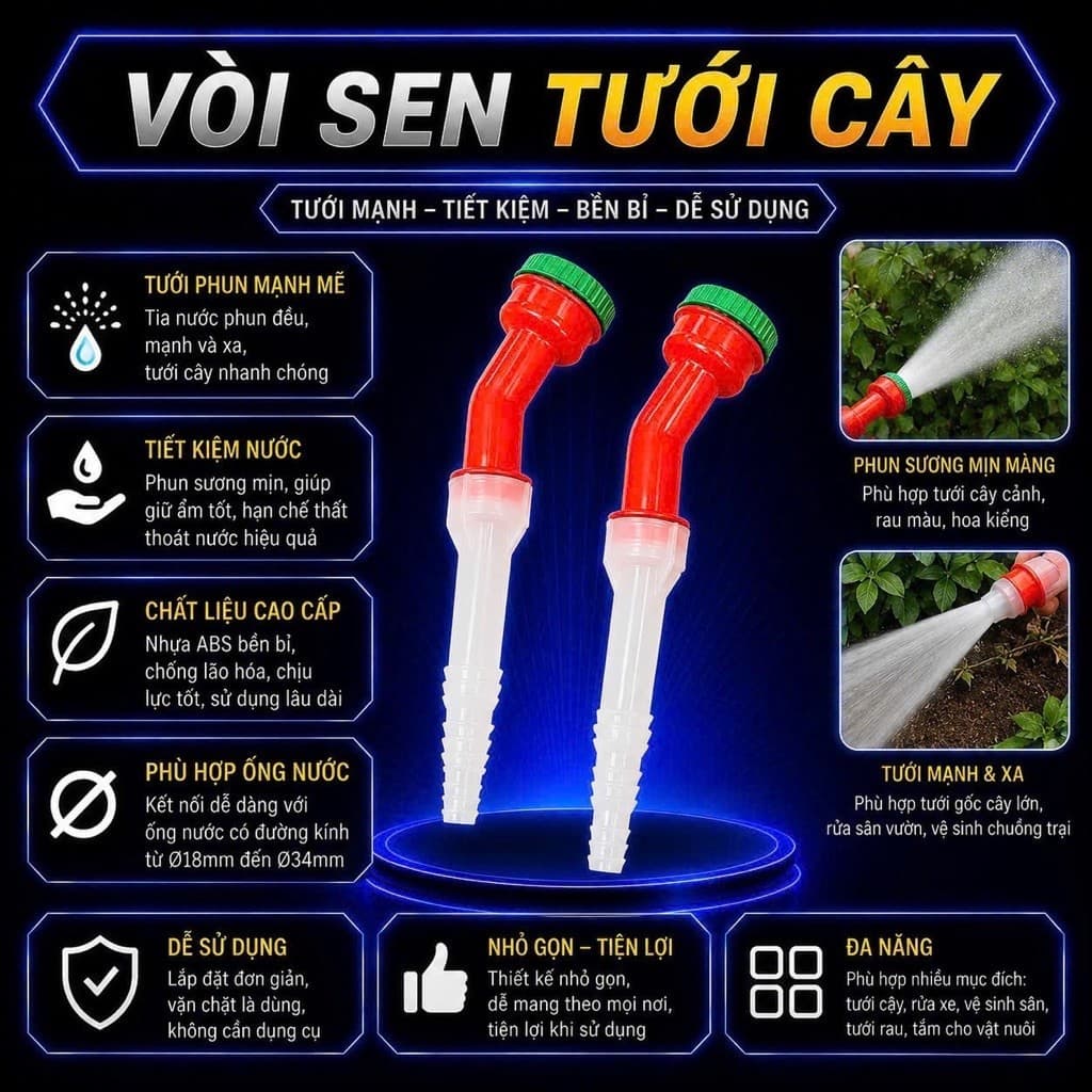 Vòi sen tưới cây 1000 lỗ chuyên cho rau, lan và hoa cây cảnh vườn rau