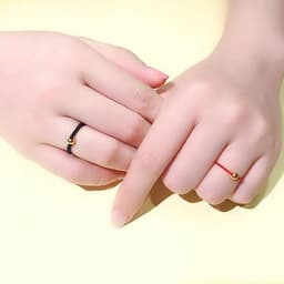 (2 Màu) Nhẫn Tình Duyên Đỏ Đen Hạt Vàng Phong Cách Đơn Giản Thanh Lịch May Mắn Và Bình An Ring Couple 3