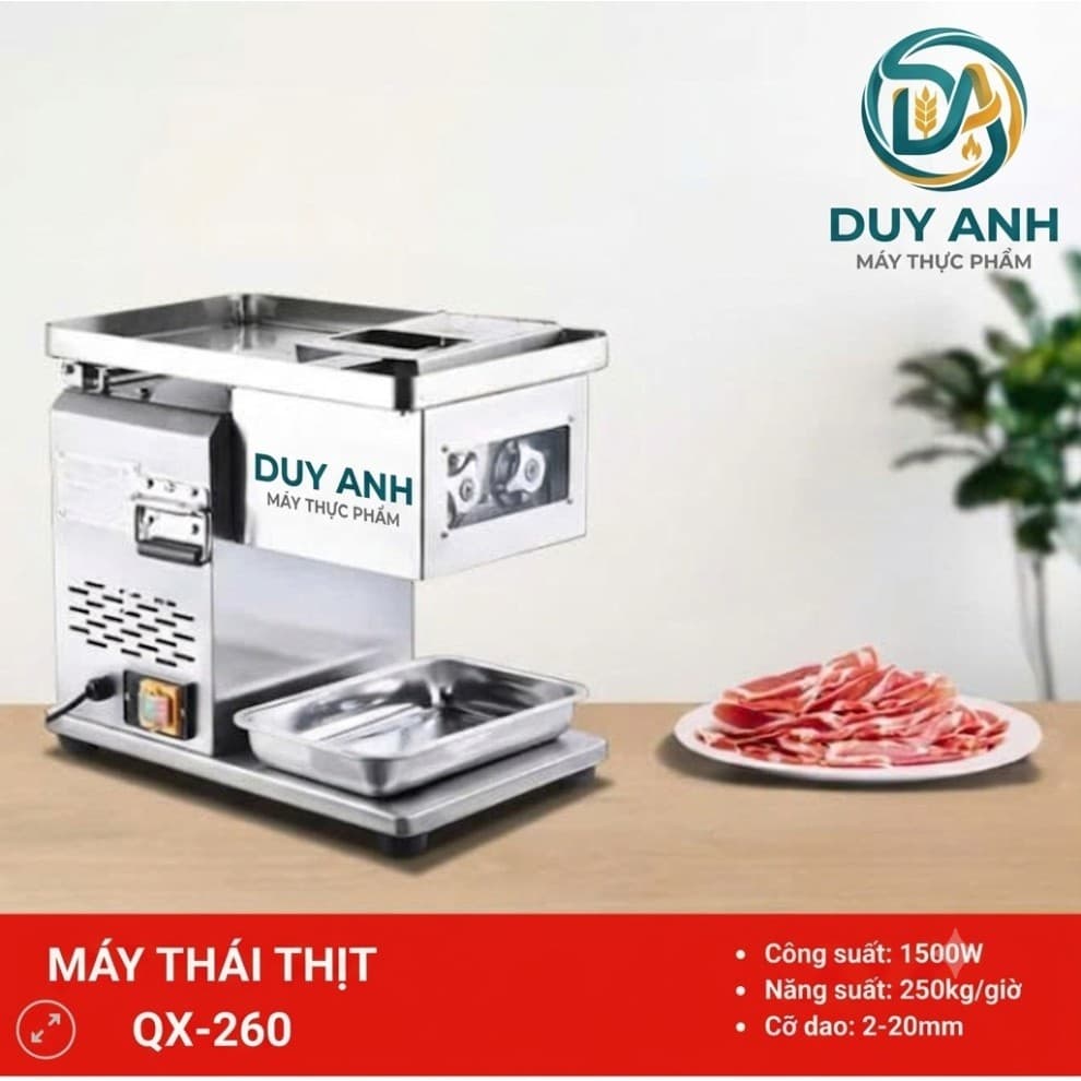 Máy thái thịt tươi sống QX-260, chất liệu inox 304, công suất 1100w, điện áp 220v/50hz, BH 12 tháng mới 100%