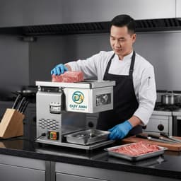 Máy cắt thịt tươi sống QX 260 - Máy thái thịt bê, thịt bò đầy đủ cỡ dao năng suất 150 kg/h với lưỡi dao thép trắng 3