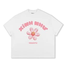 Áo Thun Local Brand VEQISTU " Xinh Như Hoa ", Áo Thun Boxy Form Rộng Unisex Nam Nữ 250Gsm  Cotton 2 Chiều 4