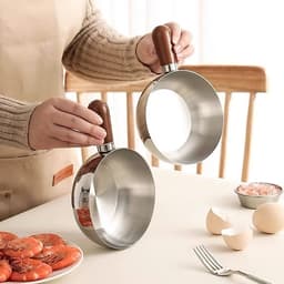 [mini] Xoong,nồi mini không có nắp, chất liệu inox304, có tay cầm bằng gỗ cách nhiệt - tiện dụng, đa năng 5