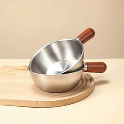 [mini] Xoong,nồi mini không có nắp, chất liệu inox304, có tay cầm bằng gỗ cách nhiệt - tiện dụng, đa năng 6