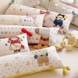 Gối ôm dài,gối tựa đầu giường đa năng,thiết kế thắt nơ xinh xắn,vải thêu hình cute có ruột bên trong tách rời 6