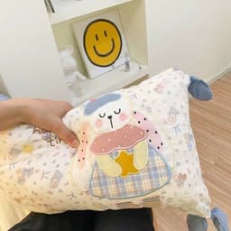 Gối ôm dài,gối tựa đầu giường đa năng,thiết kế thắt nơ xinh xắn,vải thêu hình cute có ruột bên trong tách rời 7
