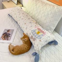 Gối ôm dài,gối tựa đầu giường đa năng,thiết kế thắt nơ xinh xắn,vải thêu hình cute có ruột bên trong tách rời 9