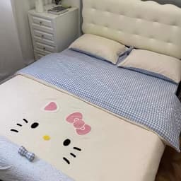 Bộ vỏ chăn ga gối Đũi 4 món thêu Hello kitty dễ thương,vỏ gối đính nơ xinh xắn vải êm mềm có độ đàn hồi tốt 7