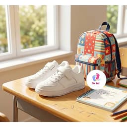 Giày thể thao trẻ em ALH màu trắng cho bé trai bé gái Giày sneaker trẻ em quai dán chống trượt C19 2