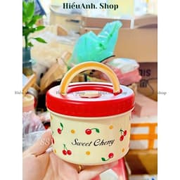 Hộp đựnġ Cơm Giữ Nhiệt, Hộp Cơm Văn Phòng Lõi inox Cherry, An Toàn Cho Mẹ Bầu & Bé Quay Lò Vi Sóng Nắp Chống Tràn 8