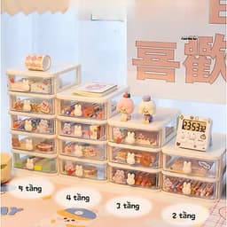 Hộp đựng đồ nhiều tầng, đựng văn phòng phẩm đồ lặt vặt đựng giấy bút cho bé có kèm sticker 2