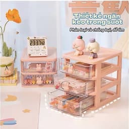Hộp đựng đồ nhiều tầng, đựng văn phòng phẩm đồ lặt vặt đựng giấy bút cho bé có kèm sticker 7