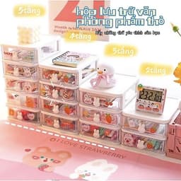 Hộp đựng đồ nhiều tầng, đựng văn phòng phẩm đồ lặt vặt đựng giấy bút cho bé có kèm sticker 8