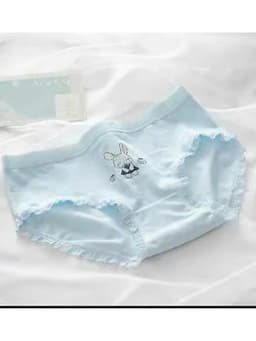 Sét 5 Quần Lót Nữ Cotton Mềm mặc ôm thoáng khí thoải mái co giãn không rặm ngứa họa tiết xanh mặt cười 4