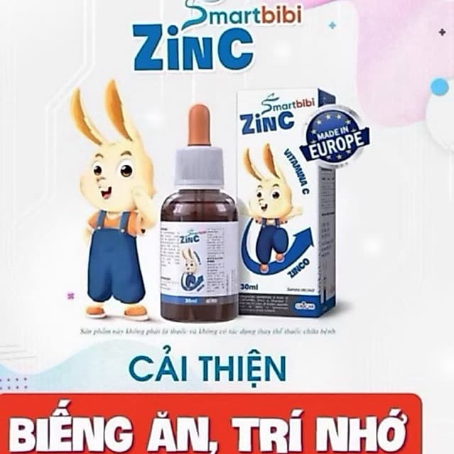 Smartbibi ZinC Kẽm chelate hữu cơ cho bé giúp hỗ trợ ăn ngon, tăng sức đề kháng 30ml chính hãng