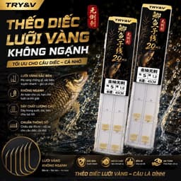 Thẻo câu đài, thẻo câu cá diếc, thẻo lưỡi diếc vàng không ngạnh Try&Vy 1