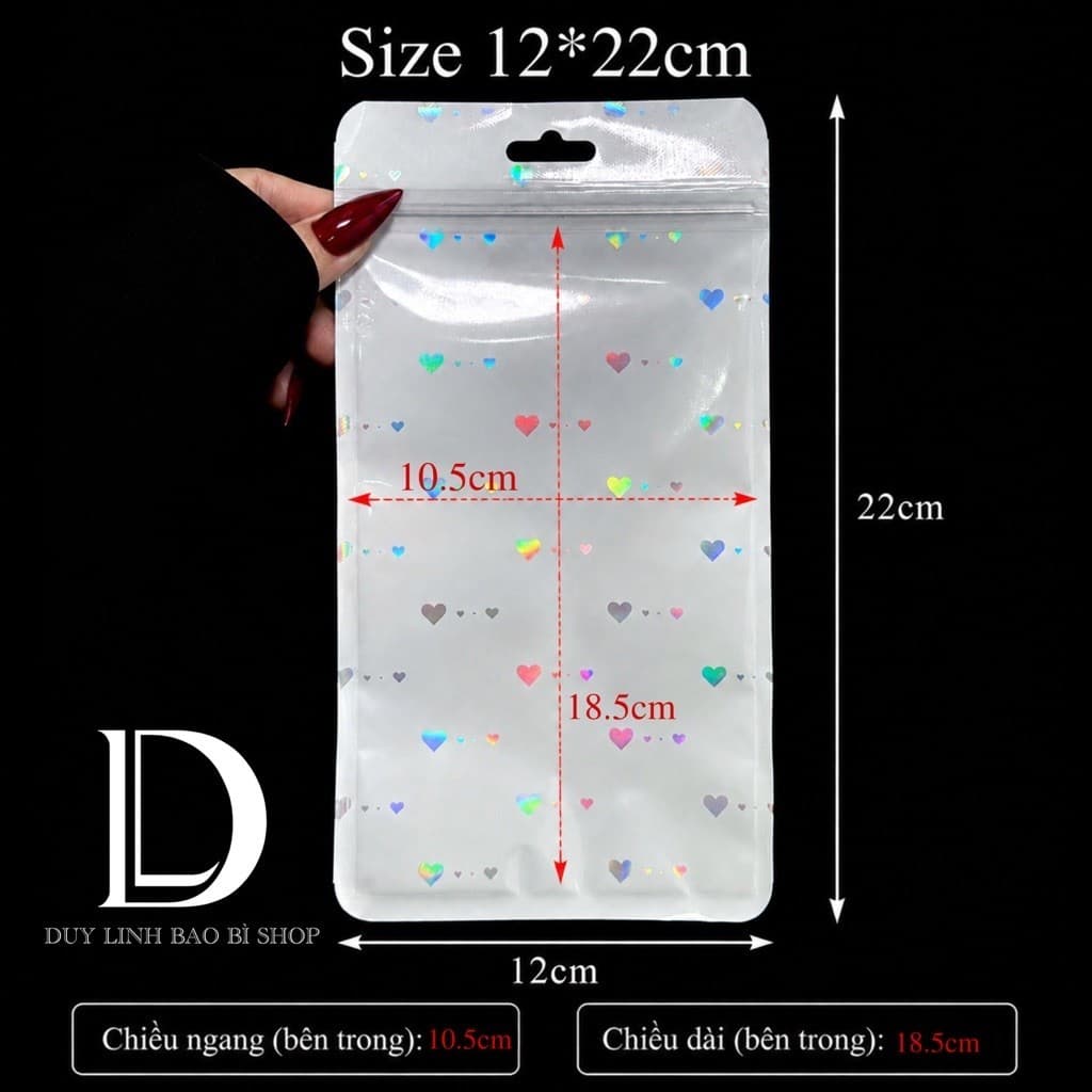 (50cái) Túi Zip trắng Tim có lỗ treo Đựng Trang Sức, đựng nail Túi đóng gói vận chuyển hàng hoá bao bì Duy Linh Shop