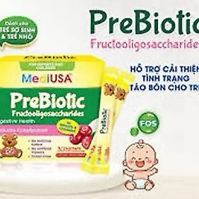 MediUSA PREBIOTIC FRUCTOOLIGOSACCHARIDES ( hộp 30 gói ) Hỗ trợ cải thiện tình trạng táo bón cho trẻ