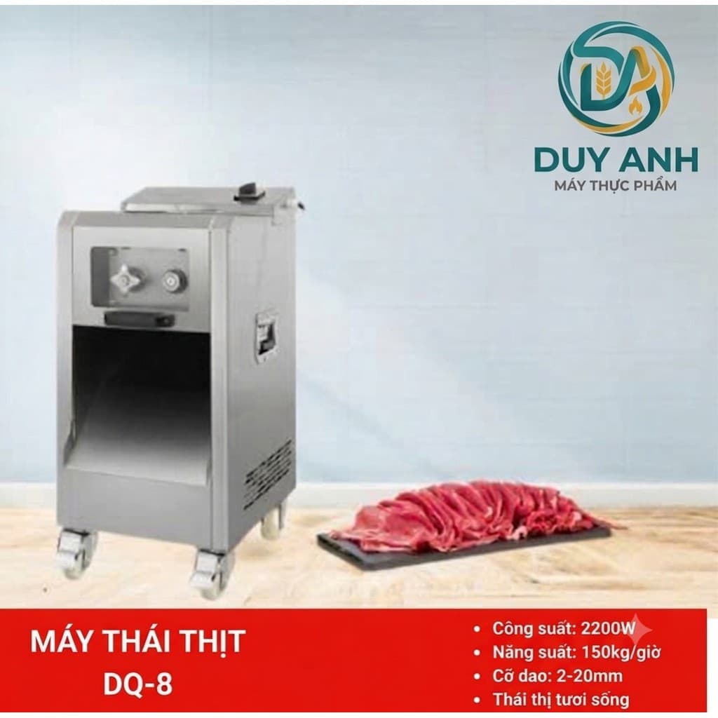 🚀 DQ08 – Giải Pháp Thái Thịt Công Nghiệp Cho Quán Ăn, Nhà Hàng, Bếp Lớn vói công suất 2200w năng suất 500kg/H