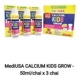 Calcium Kids Grow MediUSA (50ml/chai x3 chai) - Bổ sung Canxi, Vitamin K2 cho bé 1