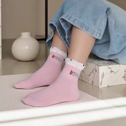 Set 10 Đôi Tất Nữ Họa Tiết Mèo  kitty Dễ Thương- Tất cổ  Cao Hồng Trắng 8