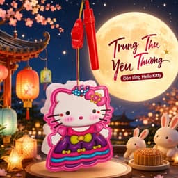 Lồng đèn trung thu 2 mảnh có đèn nhạc cho bé 20cm 3