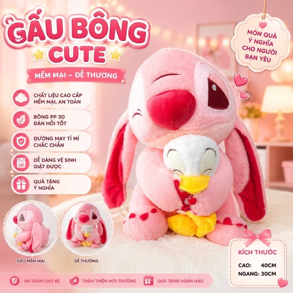 Gấu bông ôm ngủ cho bé 40cm mềm mại dễ thương