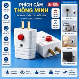 Phích Cắm Điện Có Công Tắc - Hạn Chế  Tia Lửa Điện 10A 250VCC 3