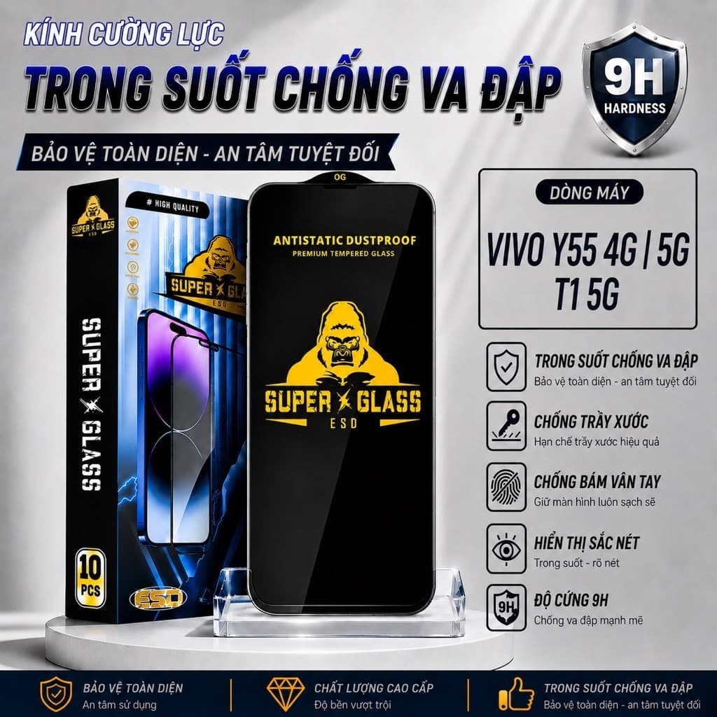 Kính cường lực Vivo Y55, T1 thế hệ mới full màn miếng dán bảo vệ màn hình điện thoại vv