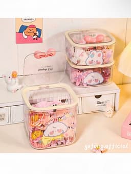 Hộp đựng phụ kiện tóc cho trẻ em, kẹp tóc cho bé gái, dây buộc tóc cho bé, dây chun buộc tóc, hộp đựng trang sức để bàn 9