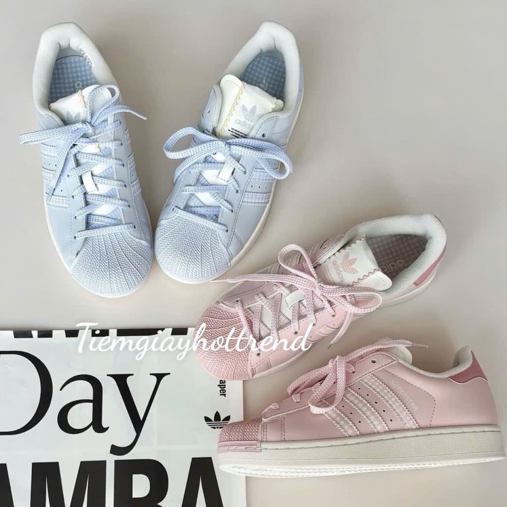 [ Tiệm Giày ] sneaker adidas Hồng/Xanh buộc nơ xinh xắn