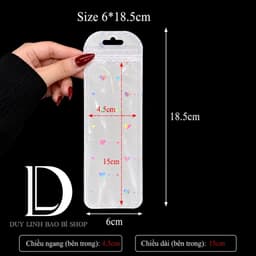 (100cái) Túi Zip trắng tim có lỗ treo Đựng Trang Sức, đựng nail Túi hologram đóng gói hàng hoá Duy Linh Shop… 1
