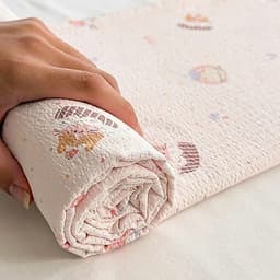 (1 ga giường 2 vỏ gối) Bộ Ga Gối Đũi Dệt Tơ Tre Sọc Pastel – Ga Giường Mềm Mát Thoáng Khí, Thấm Hút Tốt 3