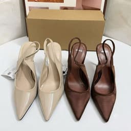 Giày Slingback Nâu Đậm/Be M quai hậu FULLBOX-9086-T2(sẵn) 3