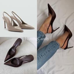 Giày Slingback Nâu Đậm/Be M quai hậu FULLBOX-9086-T2(sẵn) 2