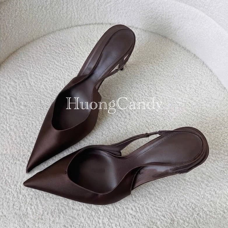 Giày Slingback Nâu Đậm/Be M quai hậu FULLBOX-9086-T2(sẵn)