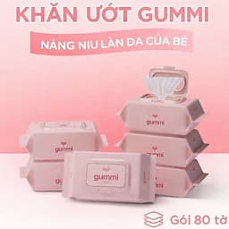 Thùng 10 gói khăn ướt Gummi không cồn, không parabens gói 80 tờ dành cho bé AMIZIN 2