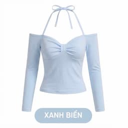 Áo Thun Nữ Trễ Vai NIVRA Dài Tay Kiểu Dây Buộc Yếm Phối Nơ Xoắn Ngực Ôm Tôn Dáng 9