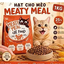 Combo 2 túi (=2kg) Thức ăn Cho Mèo vị gà ngũ cốc  Hạt Khô Meaty Meal Dành Cho Mèo Trưởng Thành 1