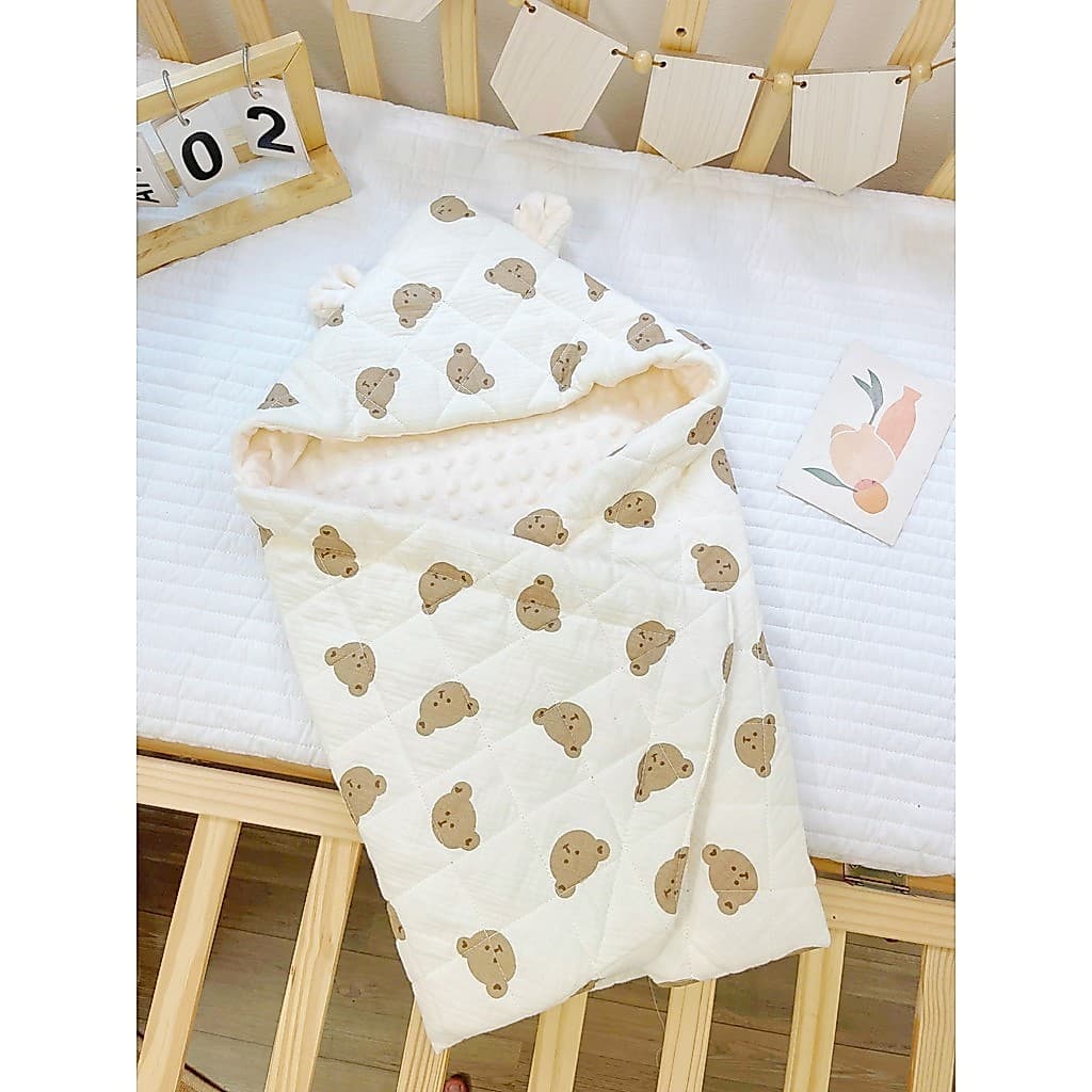 [ Baby ] COMBO Chăn Ủ Xô Muslin Trần Bông Hạt Đậu Cao Cấp Dày Dặn Và Ấm Áp Cho Bé Sơ Sinh