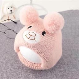 (6-36 tháng) Mũ Len Phủ Tai Mặt Gấu Cho Bé - Mũ Len Dệt Kim Kín Cổ Mềm Mại Dễ Thương  5
