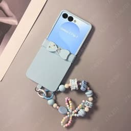 [CÓ SẴN] Ốp Z FLIP 8 - Z FLIP 7 - Z FLIP6 - FLIP5 5G charm nơ đá kèm dây hạt vẽ nơ dễ thương và thanh bảo vệ bản lề 2
