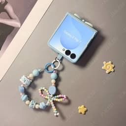 [CÓ SẴN] Ốp Z FLIP 8 - Z FLIP 7 - Z FLIP6 - FLIP5 5G charm nơ đá kèm dây hạt vẽ nơ dễ thương và thanh bảo vệ bản lề 4