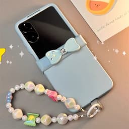 [CÓ SẴN] Ốp Z FLIP 8 - Z FLIP 7 - Z FLIP6 - FLIP5 5G charm nơ đá kèm dây hạt vẽ nơ dễ thương và thanh bảo vệ bản lề 7